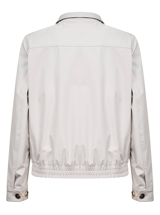 Grey stretch bonded nylon bomber jacket