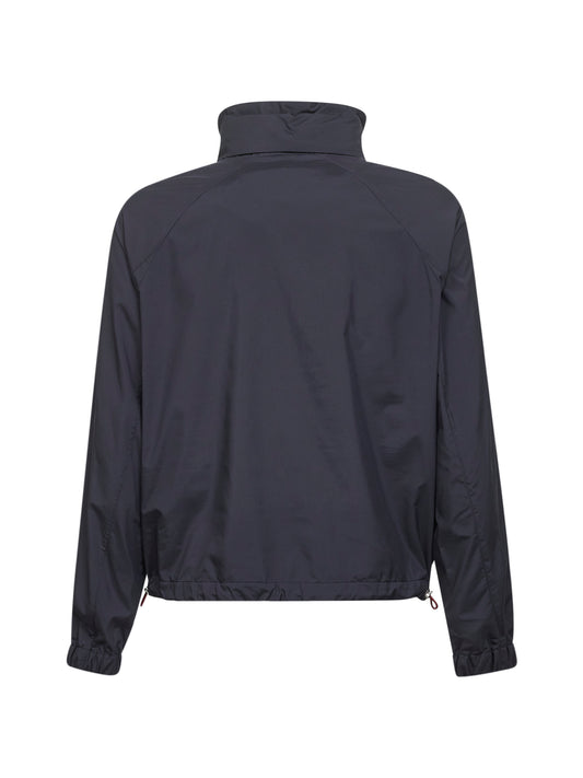 Blue lightweight techno fabric hooded jacket