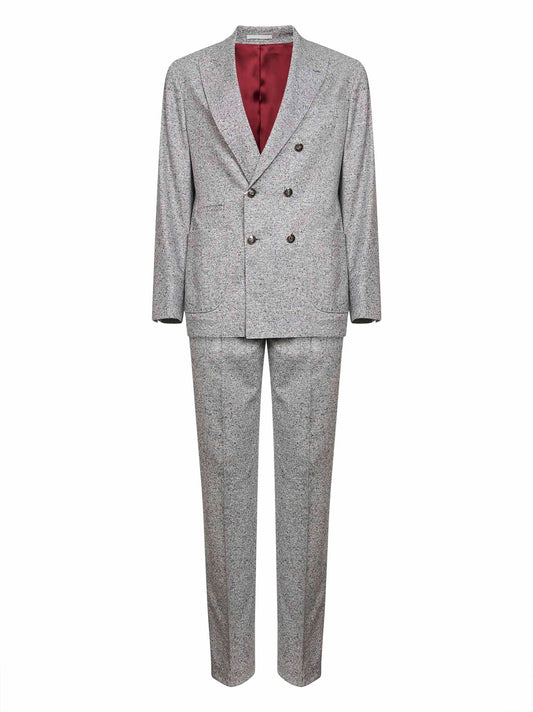Grey wool and cashmere flecked grisaille suit