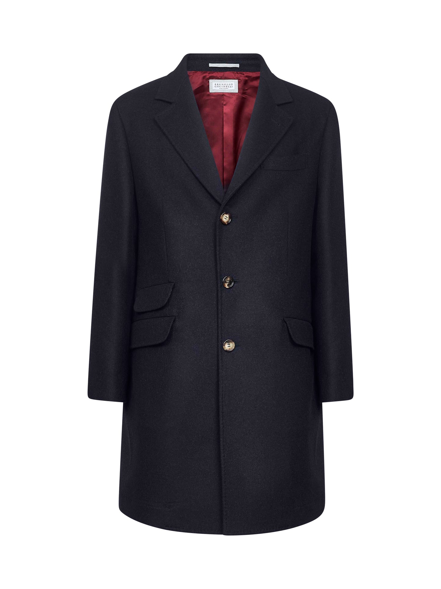 Blue wool single-breasted coat
