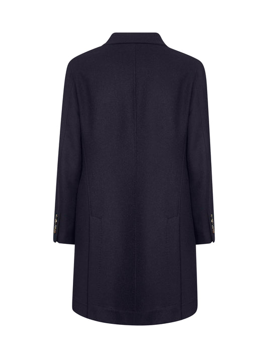 Blue wool single-breasted coat