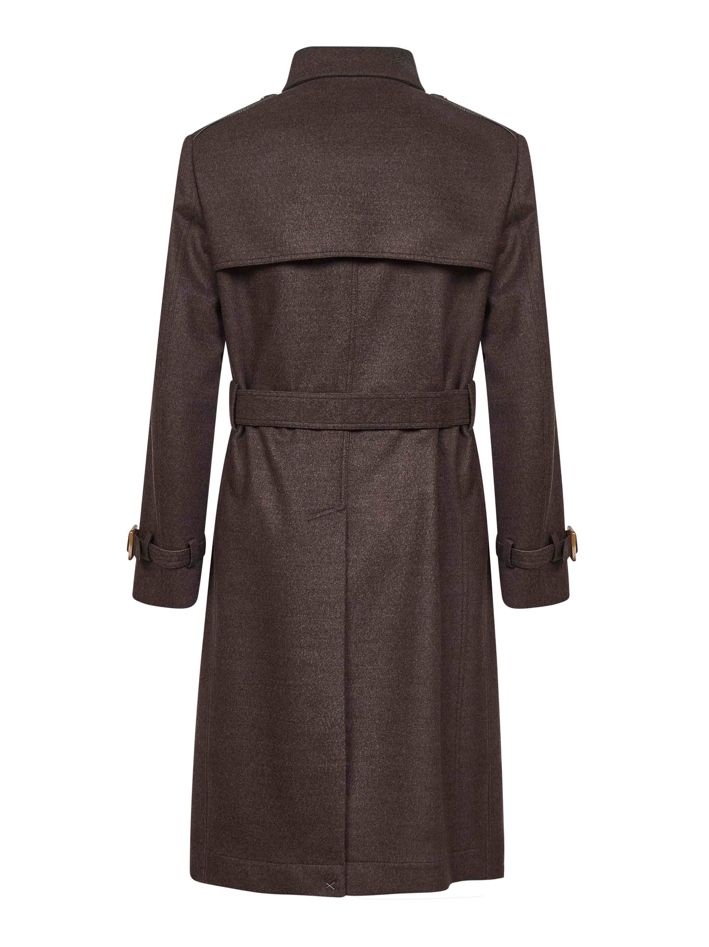 Brown wool double-breasted trench coat