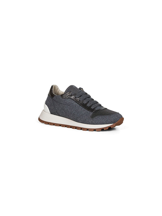 Grey flannel embroidered sneakers