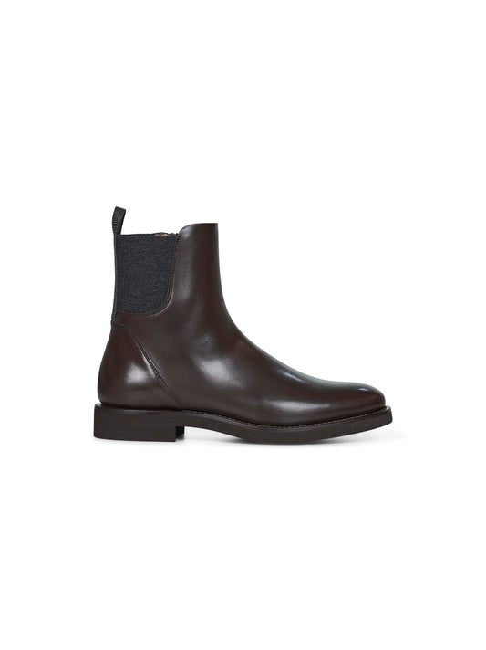 Brown leather Chelsea boots with monili
