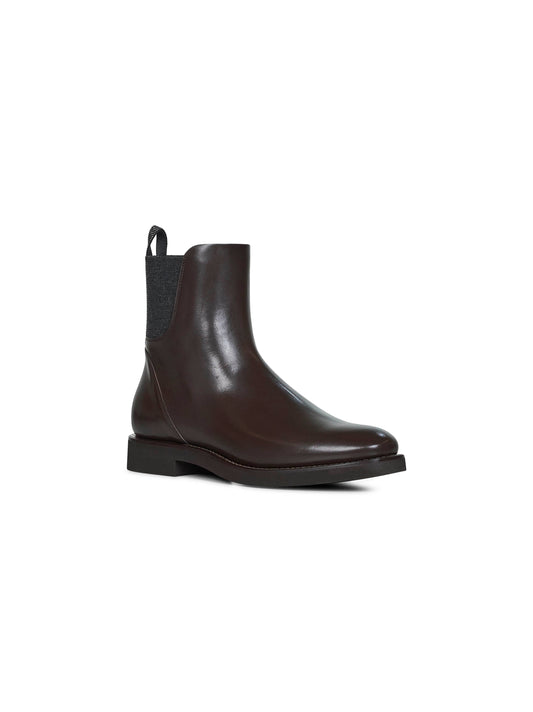 Brown leather Chelsea boots with monili