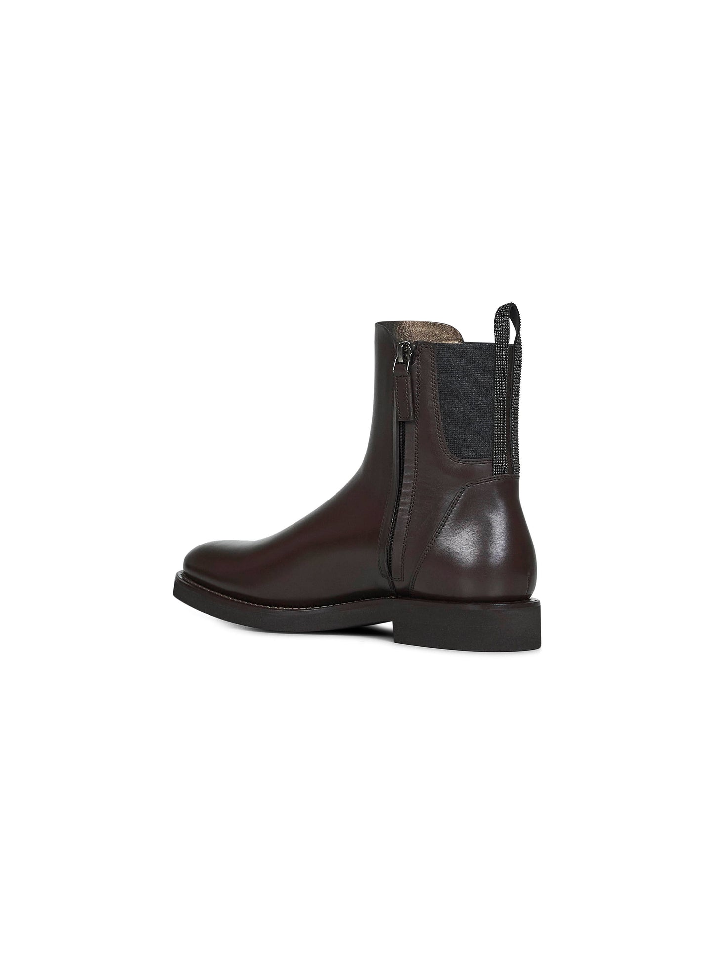 Brown leather Chelsea boots with monili