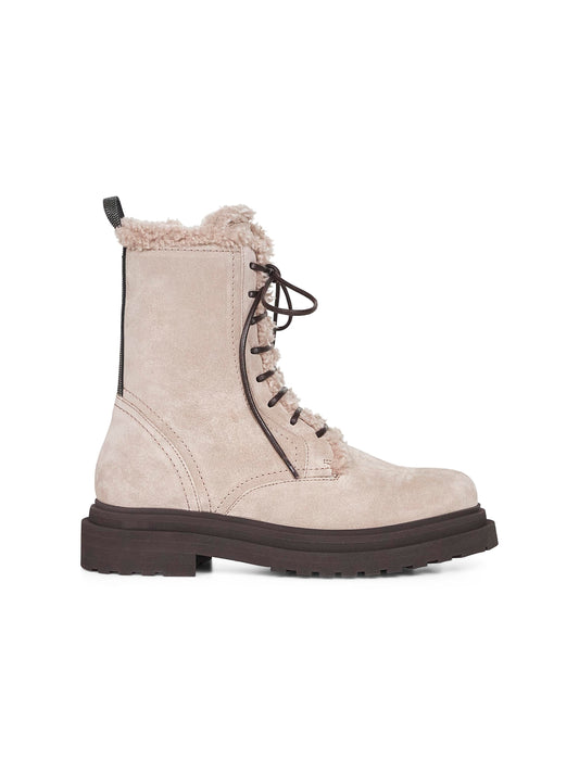 Grey suede Shiny Loop Detail boots