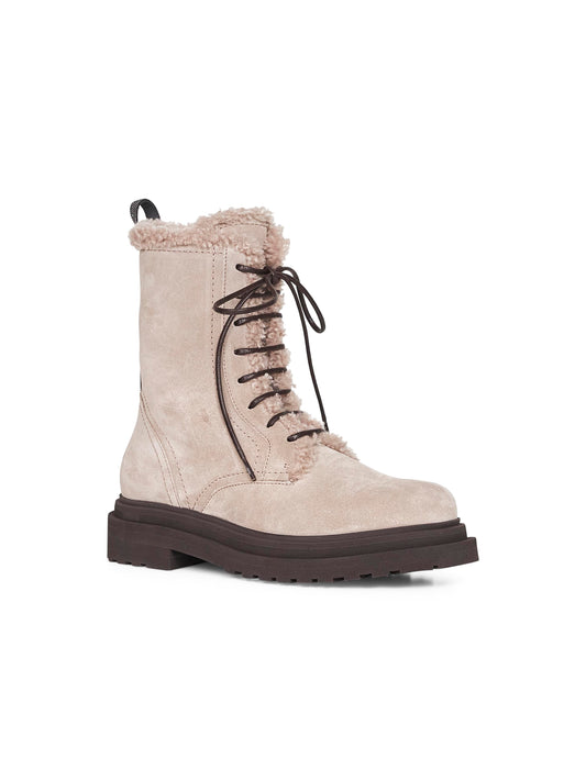 Grey suede Shiny Loop Detail boots