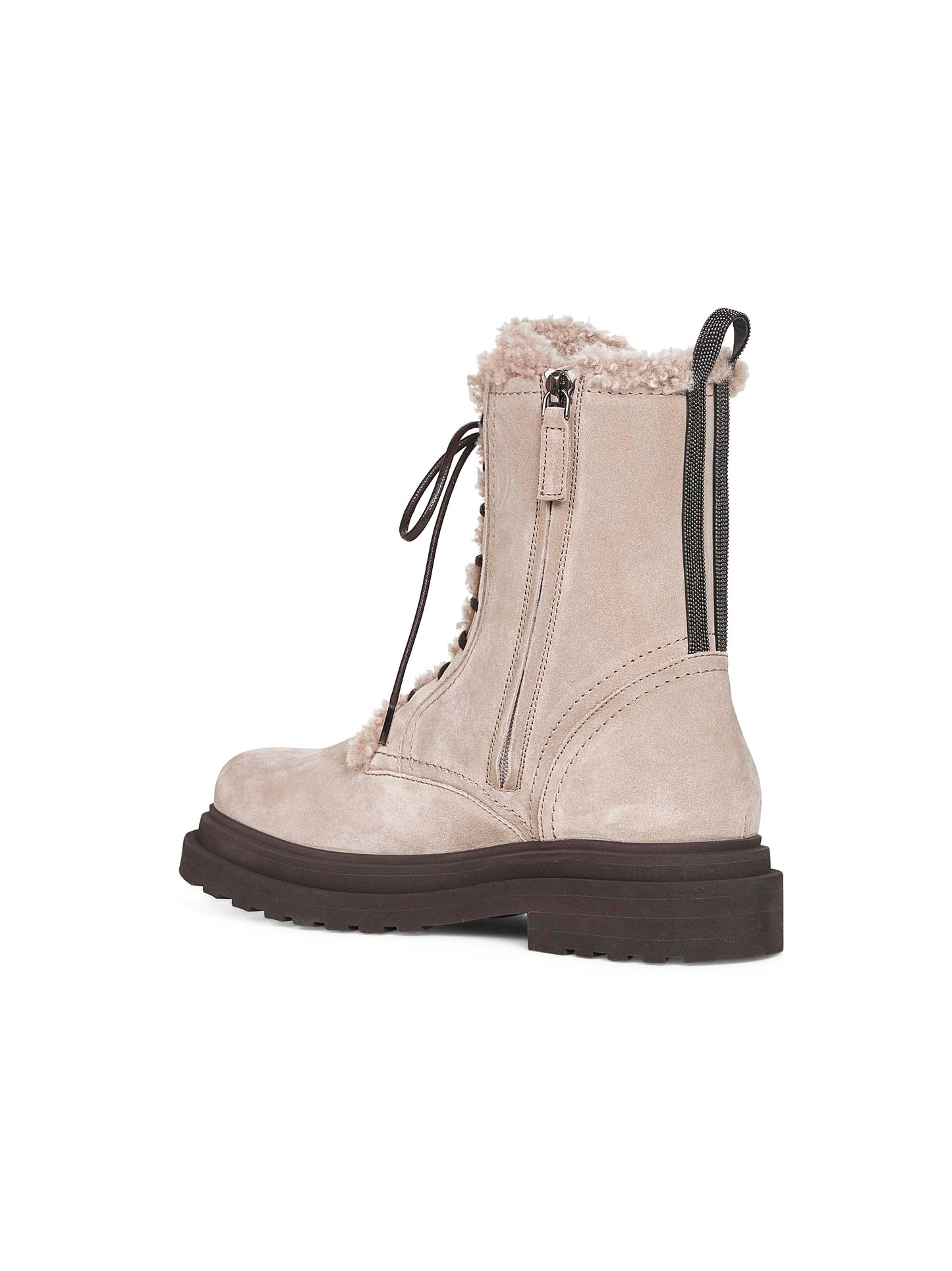 Grey suede Shiny Loop Detail boots
