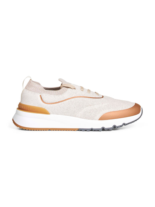 Beige techno cotton knit Runners