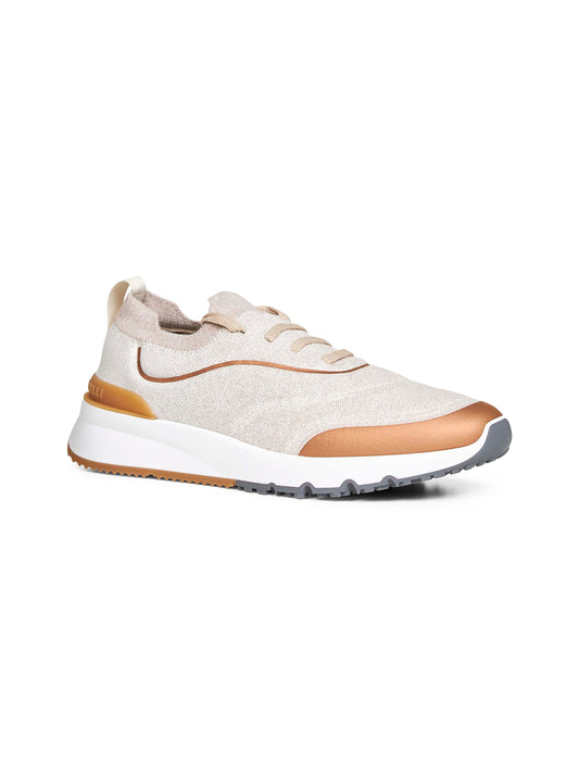 Beige techno cotton knit Runners