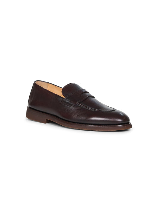 Brown calf leather Penny loafers