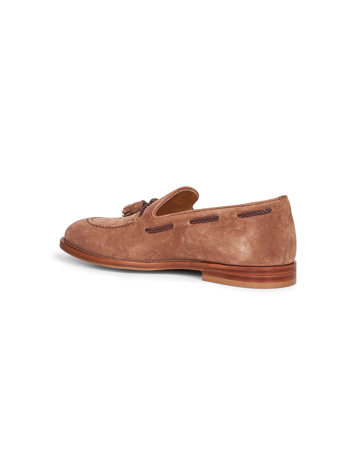 Camel suede loafers with tassels