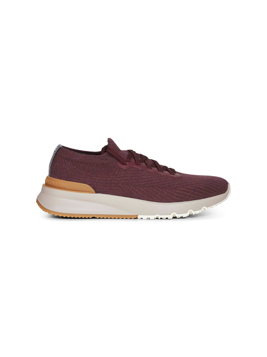 Burgundy knit and leather runners