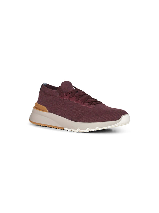 Burgundy knit and leather runners