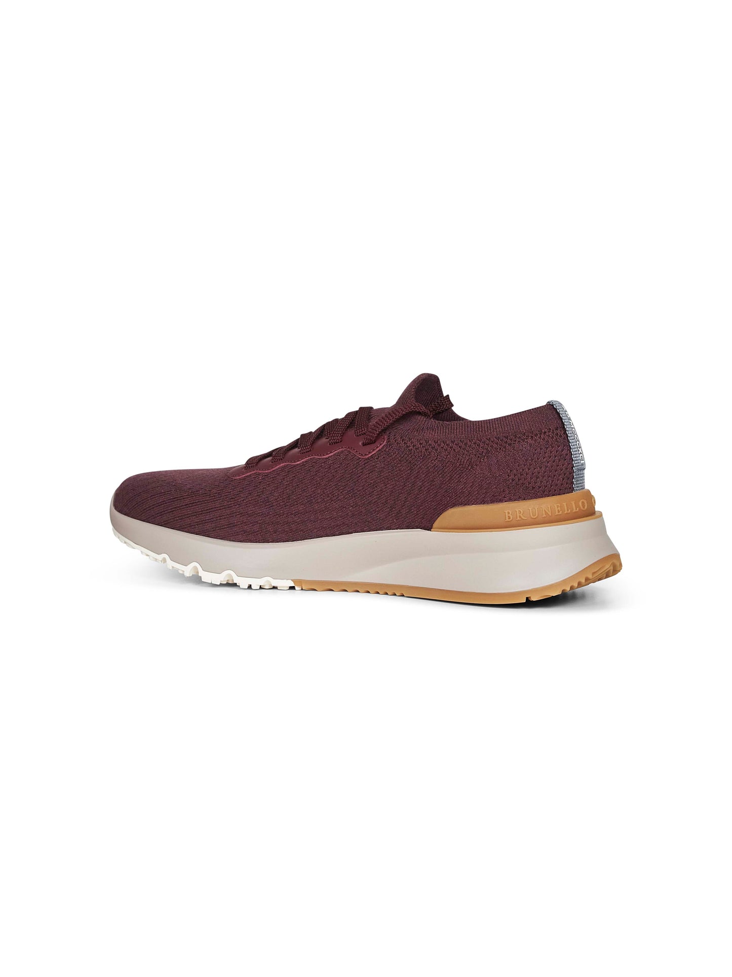 Burgundy knit and leather runners