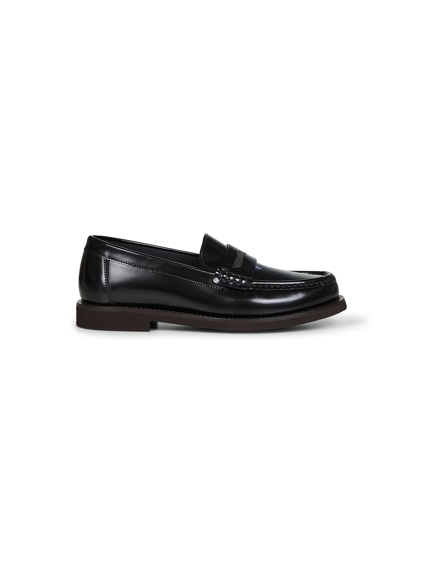 Penny loafer in vitello lucido nero con ricamo