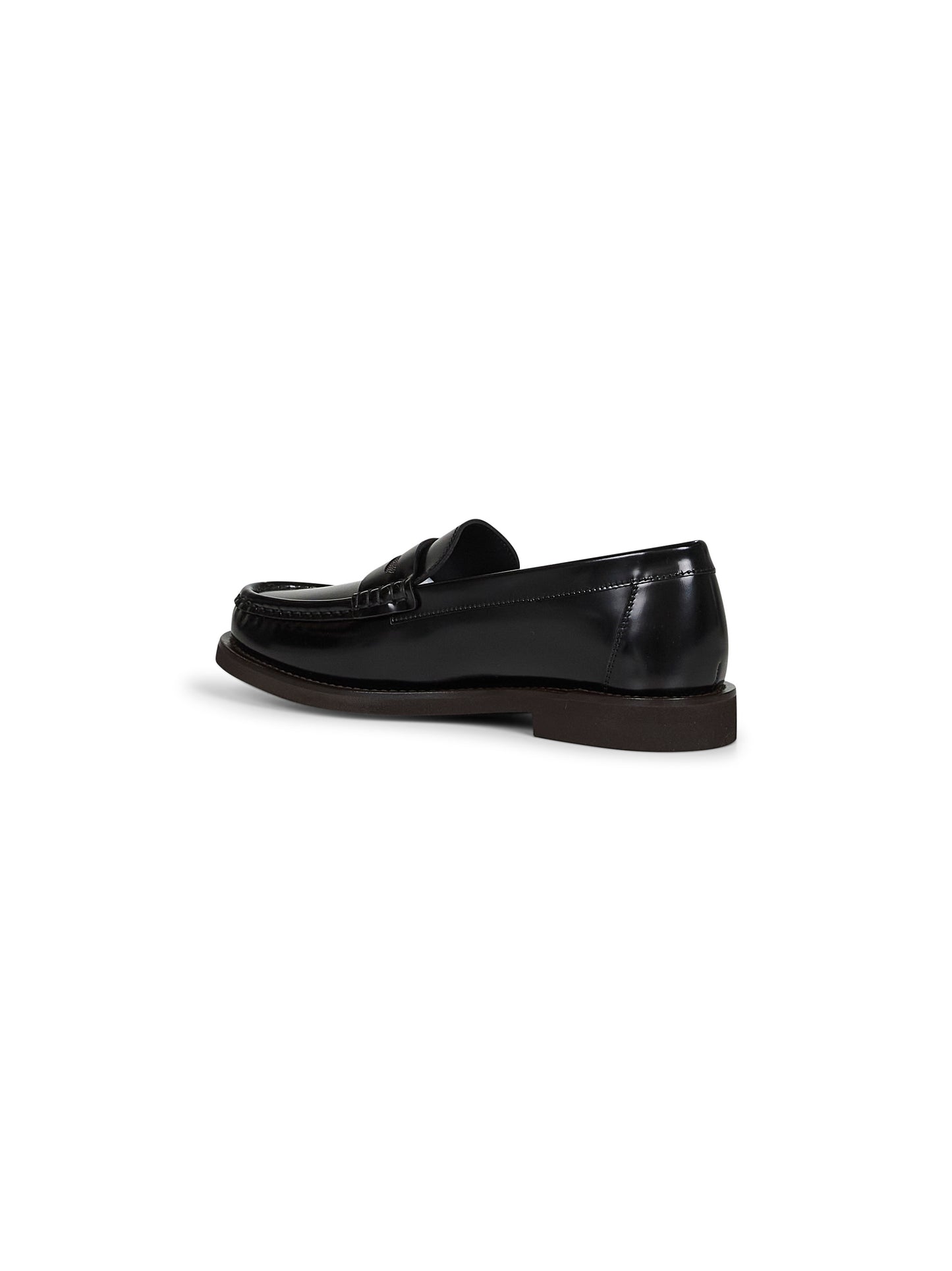 Penny loafer in vitello lucido nero con ricamo