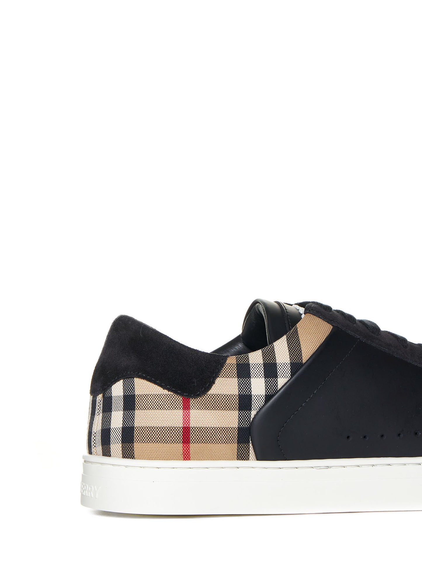 Stevie check canvas and leather sneakers by Burberry