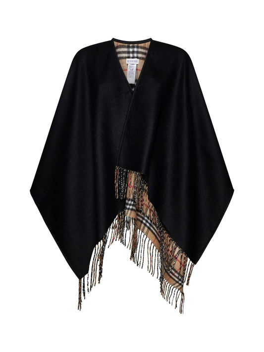 Reversible Check Wool Cape
