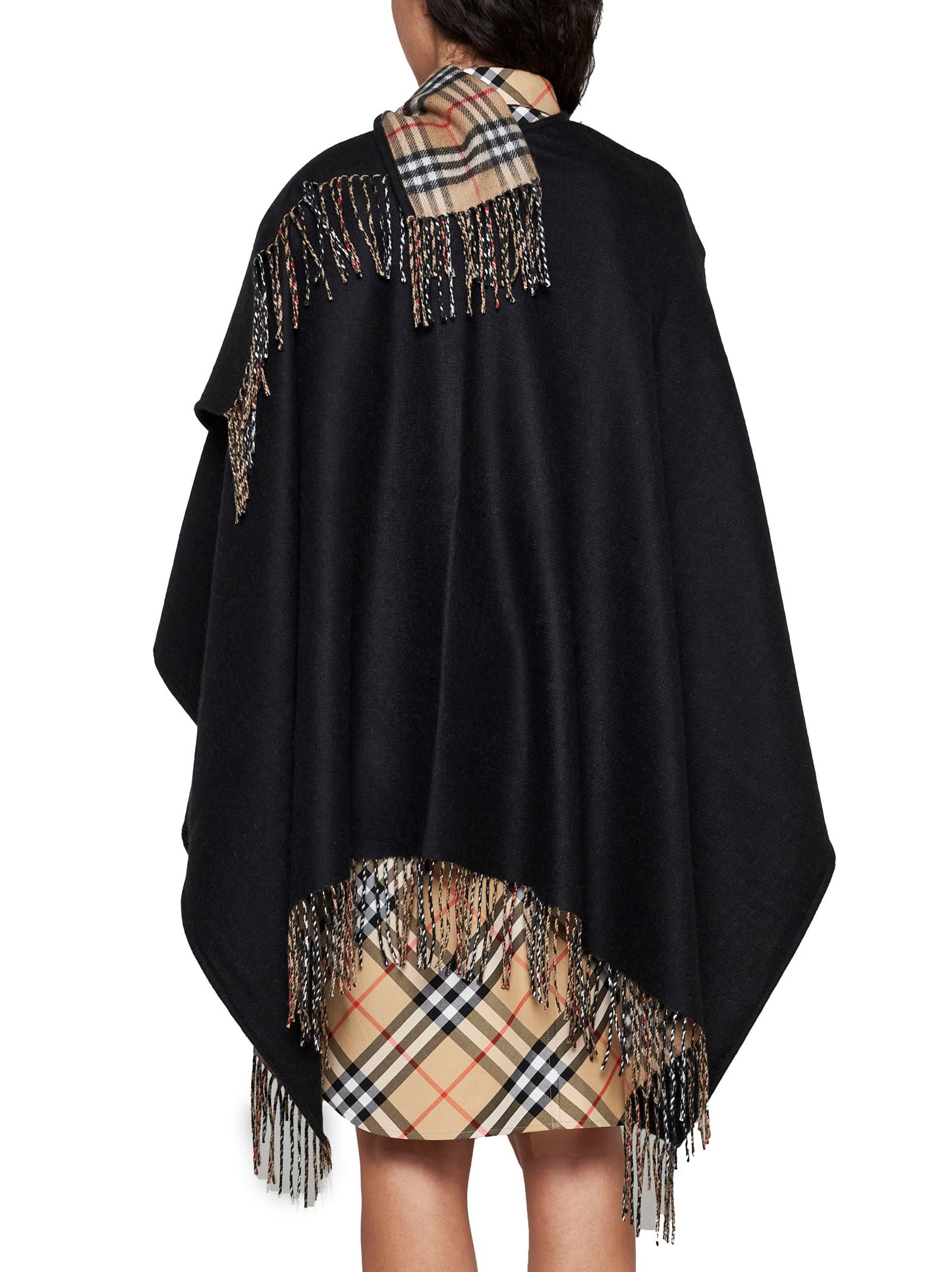 Reversible Check Wool Cape