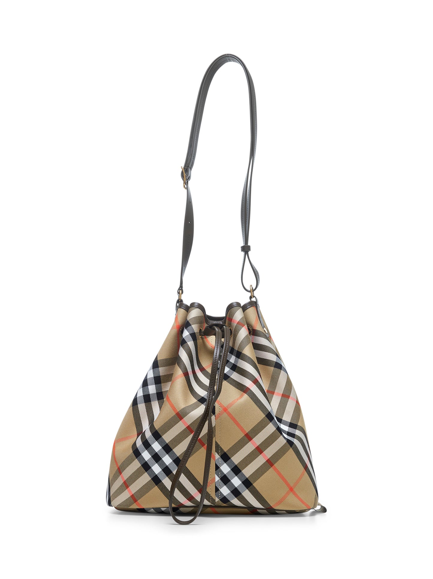 Beige medium Check bucket bag