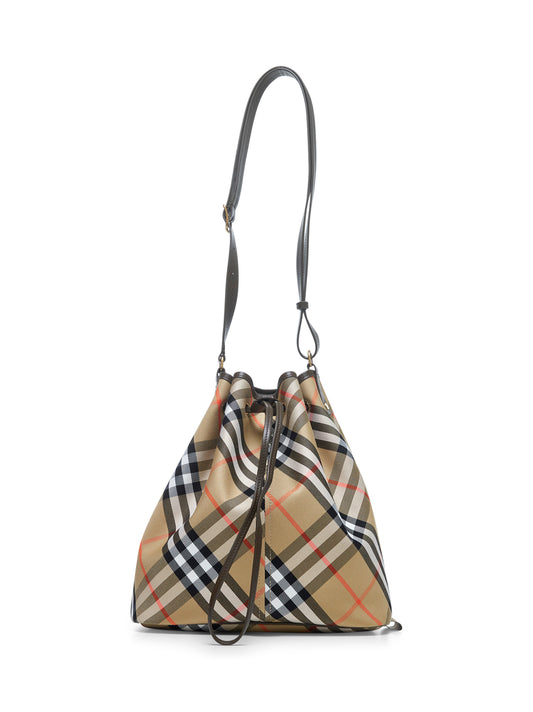 Beige medium Check bucket bag