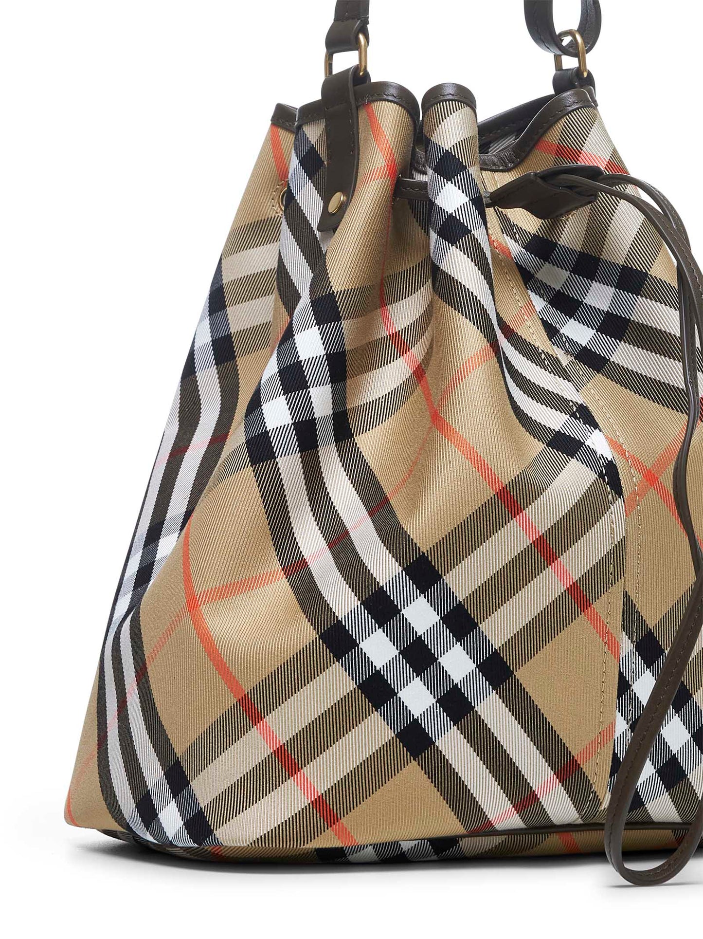Beige medium Check bucket bag