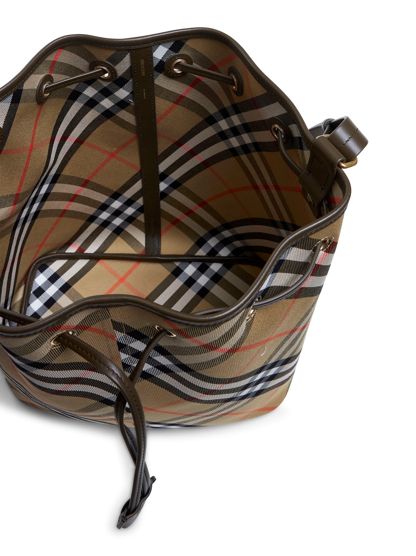 Beige medium Check bucket bag