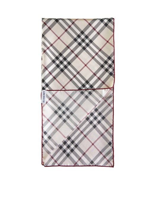 Check print silk scarf