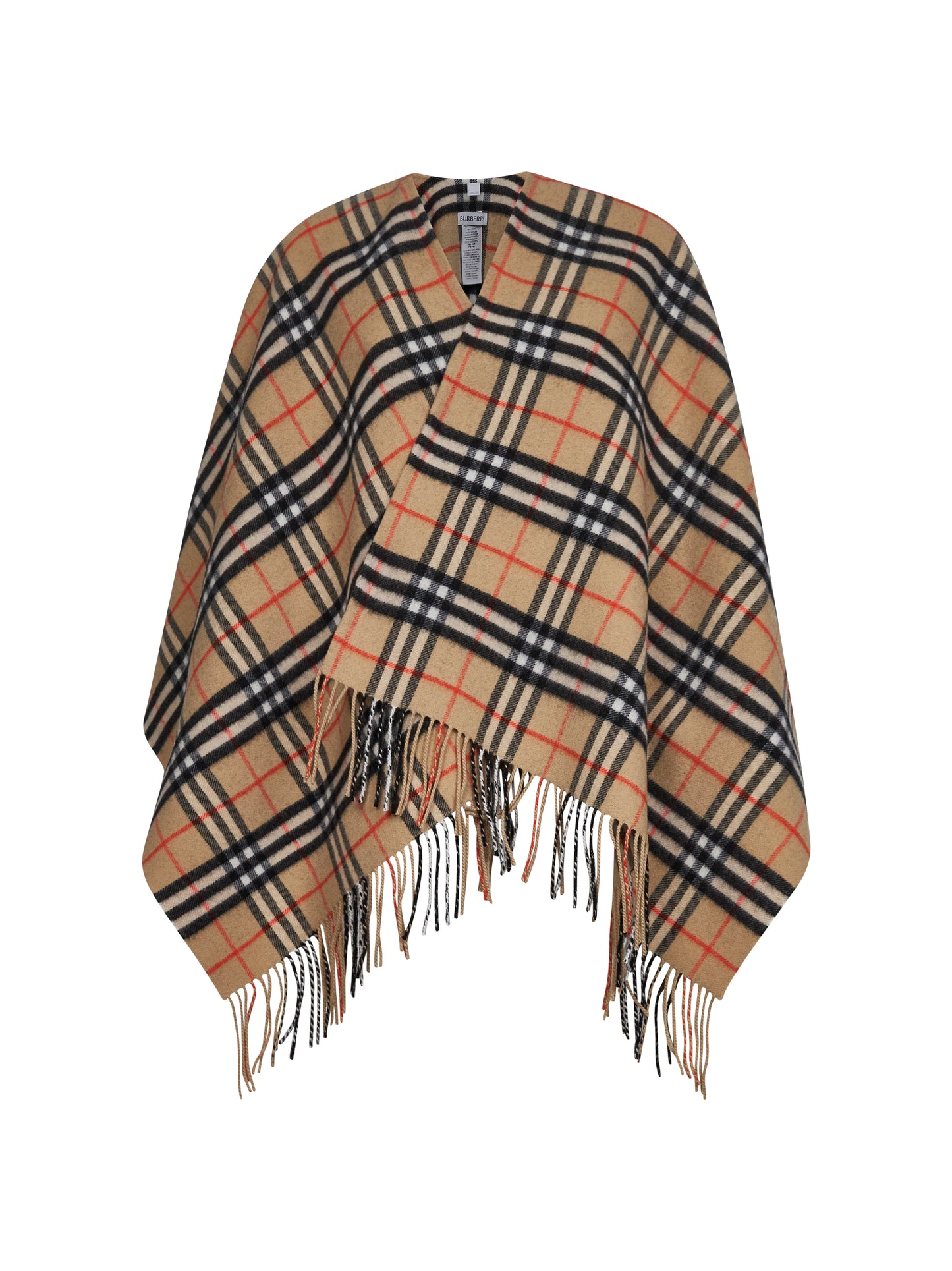 Beige Check wool and cashmere cape