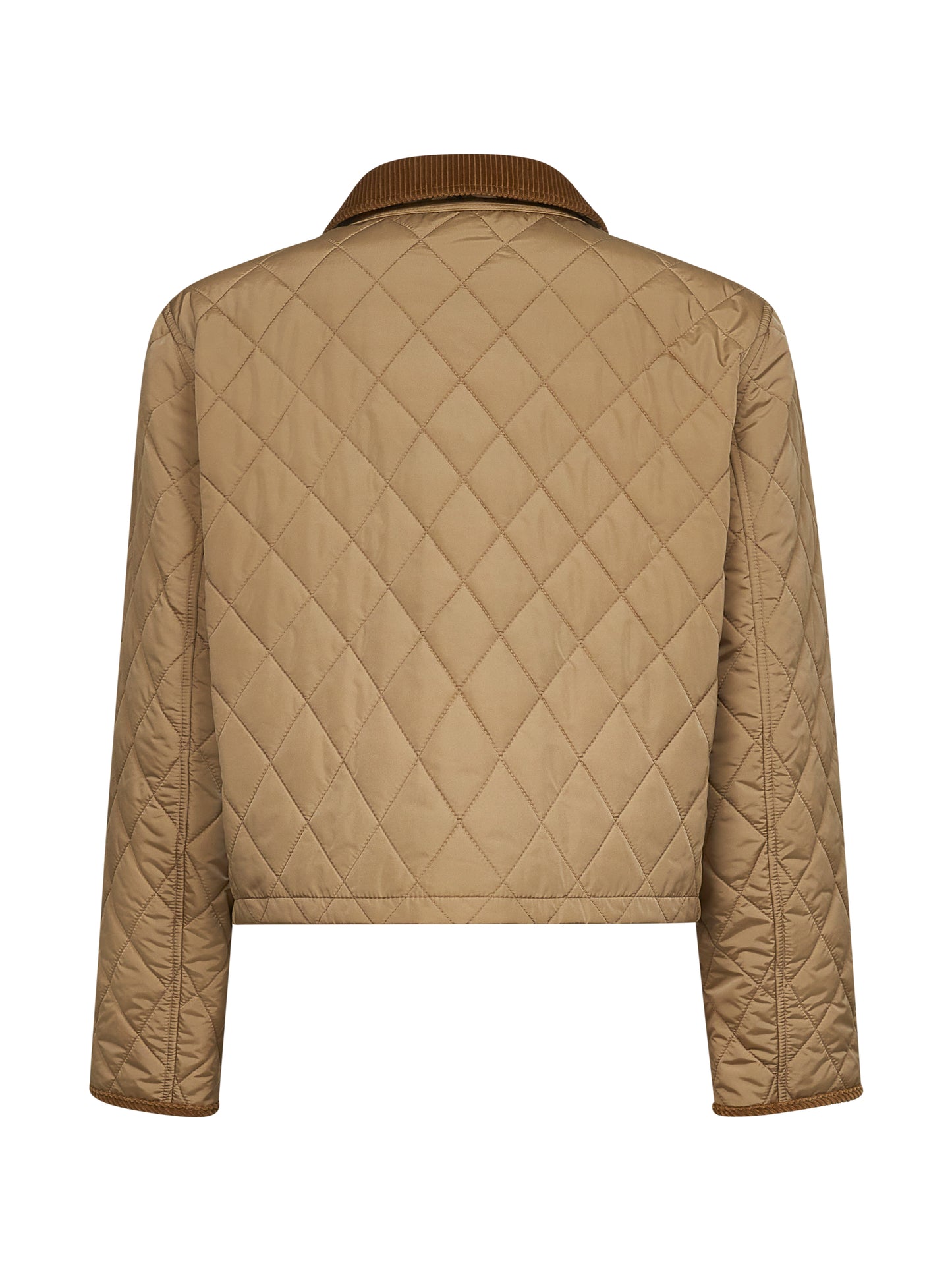 Beige quilted nylon cropped jacket