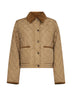 Beige quilted nylon cropped jacket