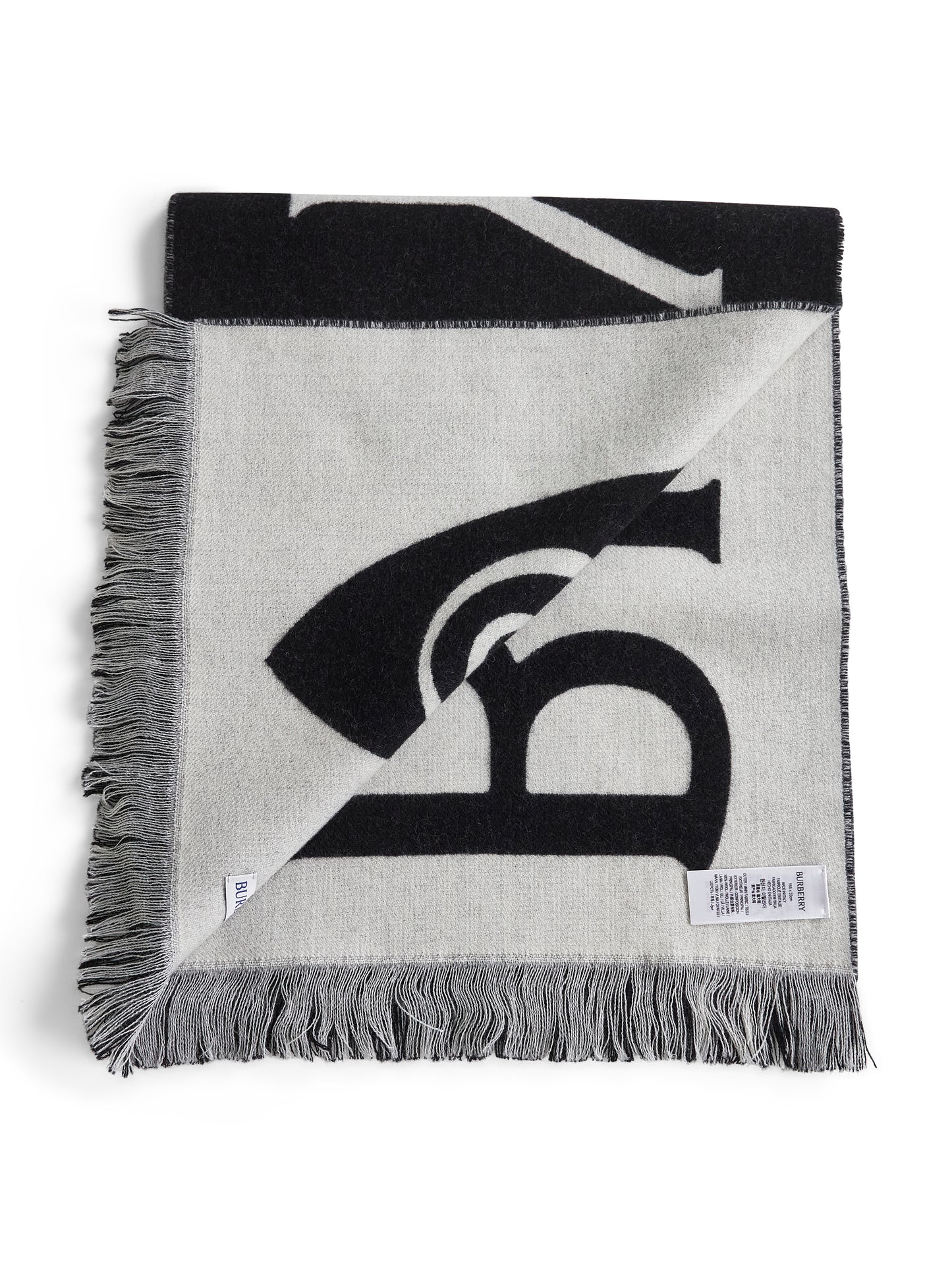 Black and white wool reversible scarf