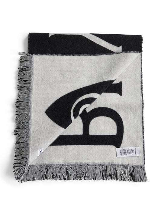 Black and white wool reversible scarf