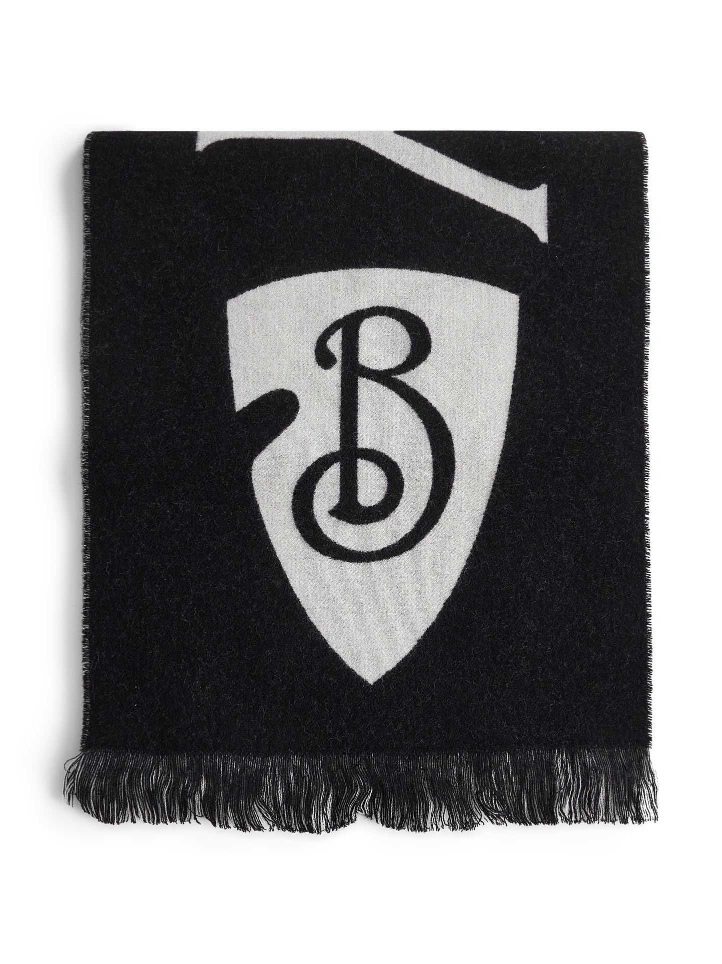 Black and white wool reversible scarf