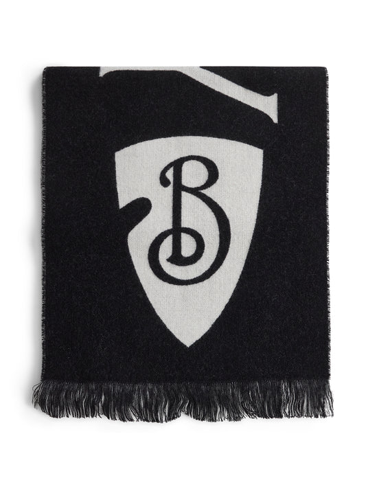 Black and white wool reversible scarf