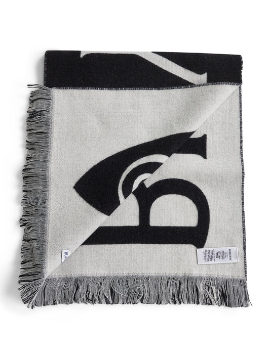 Black and white wool reversible scarf