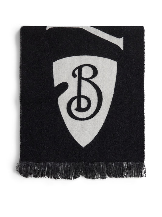 Black and white wool reversible scarf