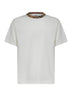 Ivory cotton check trim T-shirt