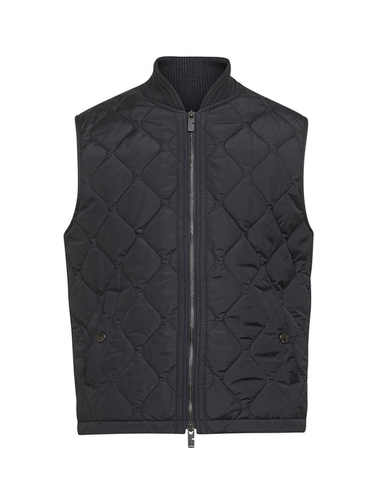 Black quilted nylon vest