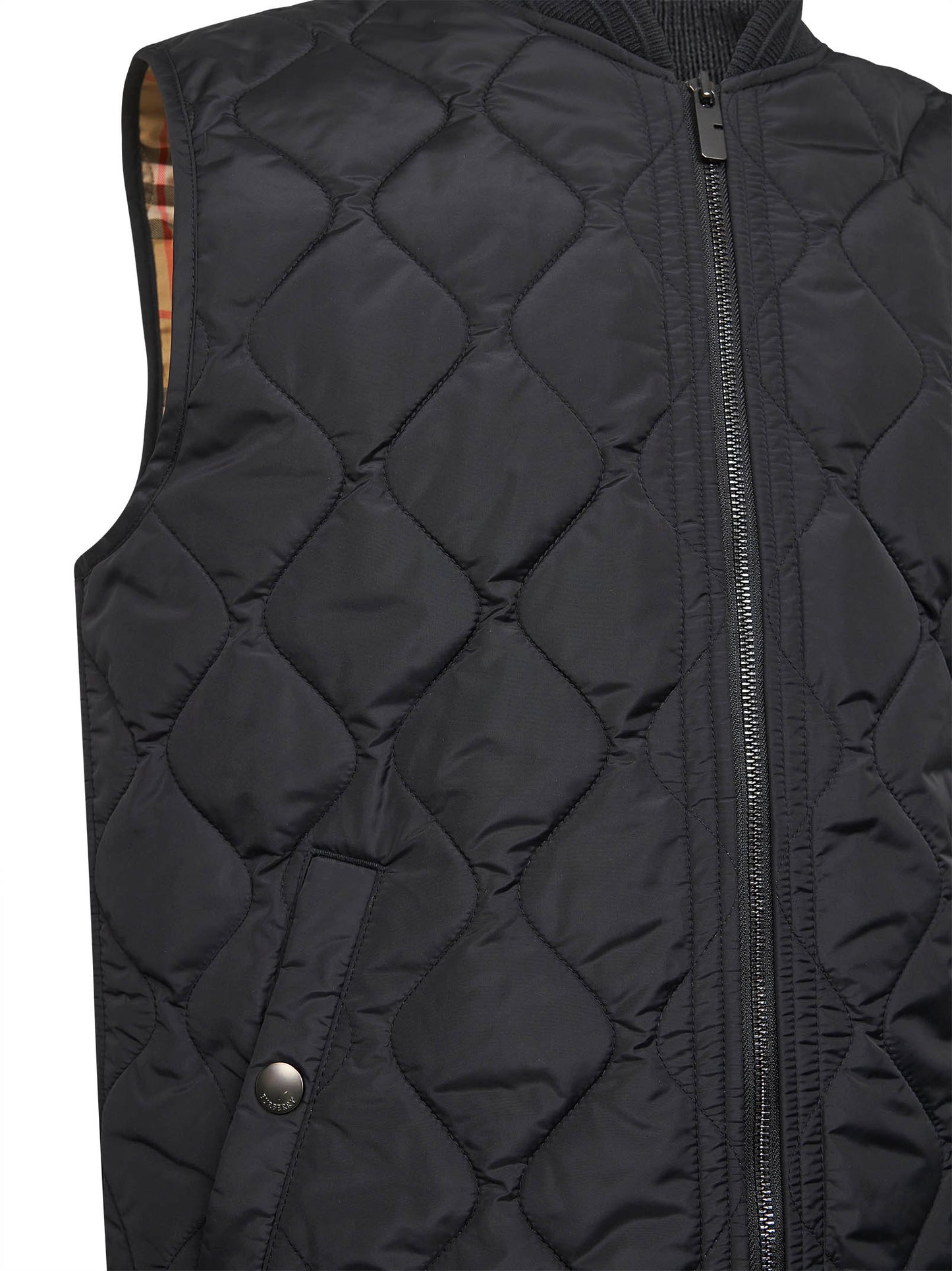 Black quilted nylon vest