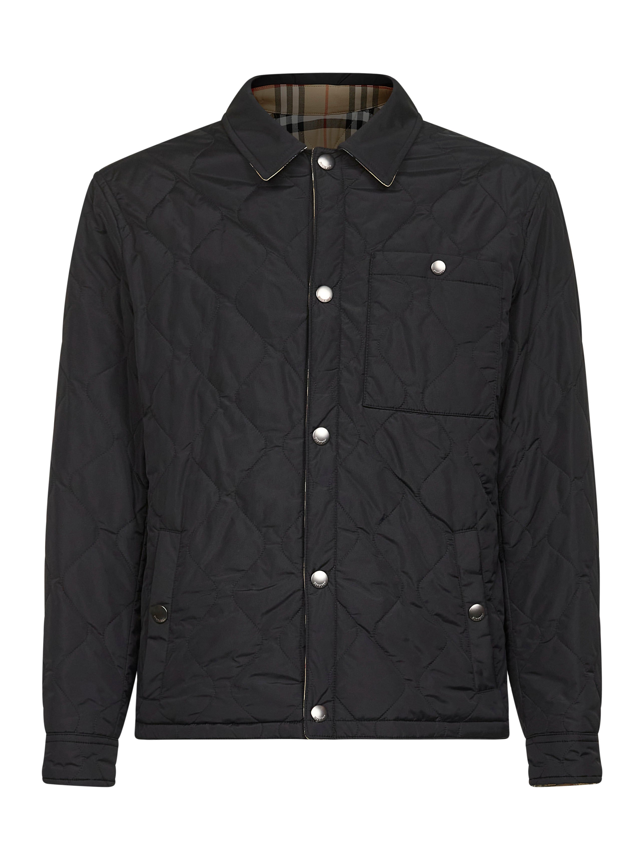 Black quilted nylon reversible overshirt – Daniello.com