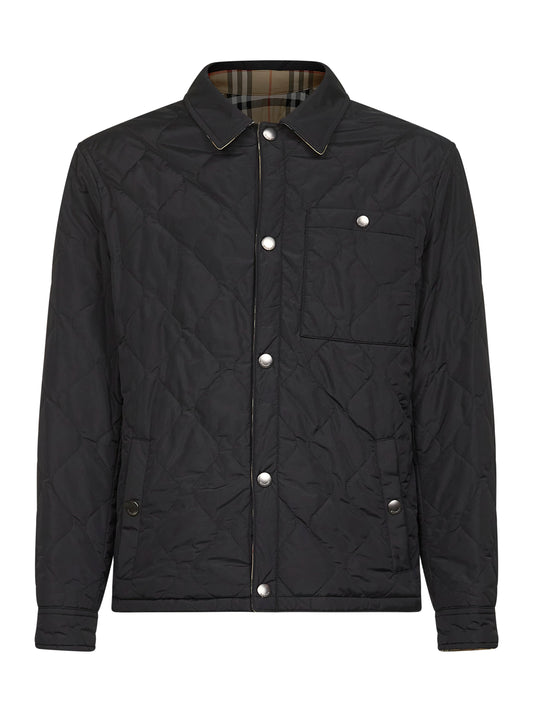 Black quilted nylon reversible overshirt