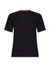 Black cotton check trim T-shirt