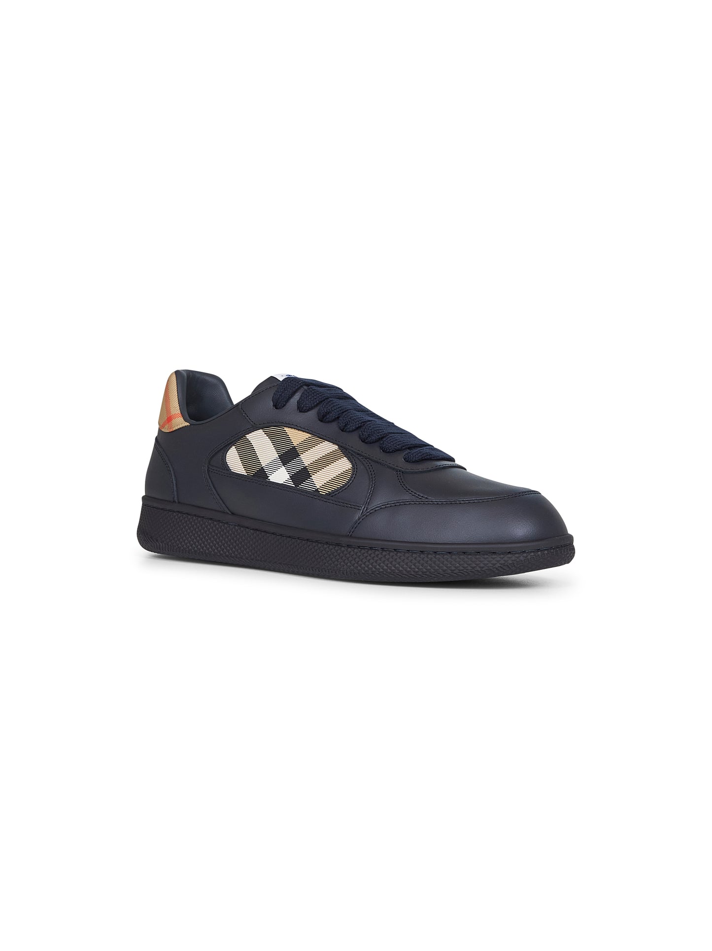 Sneakers Terrace in pelle blu e Check<BR/>