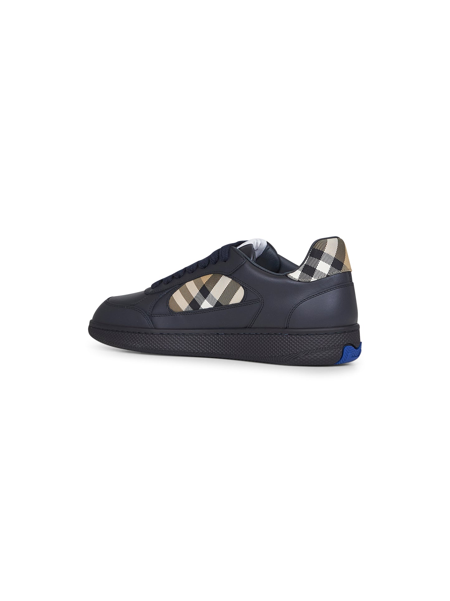 Sneakers Terrace in pelle blu e Check<BR/>