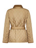 Beige nylon belted quilted jacket