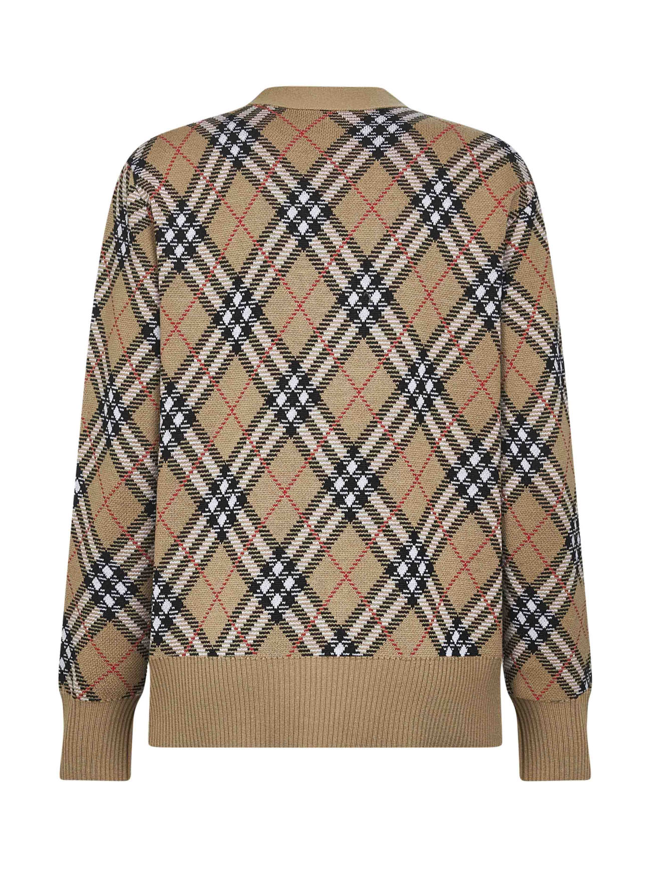 Beige Check wool cardigan