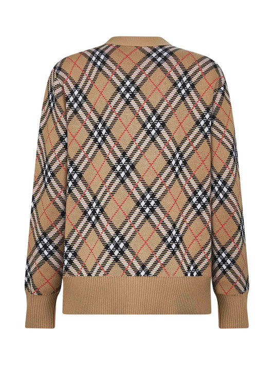Beige Check wool cardigan